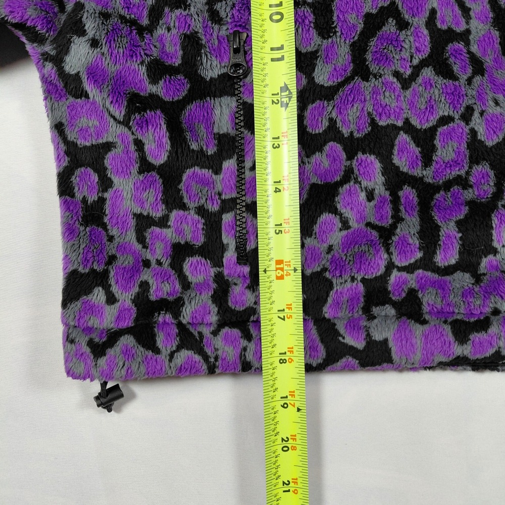 The North Face Womens Purple Leopard Print Cropped Fleece Osito Hoodie Small - Picture 10 of 14